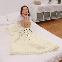 TONGDI Soft Warm Large Handmade Knitted Coarse Woolen Blanket Pretty Gift For Winter Bed Sofa Girl All Season Sleeping Bag