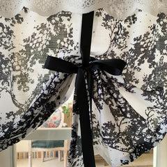 YICKYUE - French American Romance Ballon Curtains Black White Color Printed Pompon Decor Kitchen Yarn Sheer Tulle Home Cafe Room Divider