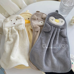 * Mushrooms 9527 *Cute Bear Hand Towel Can Be Hung Coral Velvet Absorbent Small Towel Wipe Face Bathroom Children Household