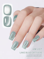 YICKYUE - 1PC lake blue cat Eye gel nail polish, UV LED curing, long-acting fast drying nail art gel