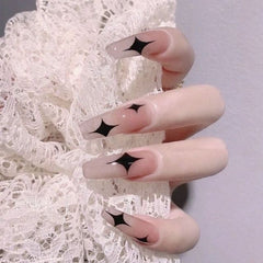 24pcs/set Long Stiletto Fake Nails Punk Snake Pattern Black White Matte False Nails Artificial Full Nail Tips Manicure Tools