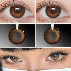 YICKYUE - 1 Pair Korean Hot Selling Lenses Color Contact Lenses With Prescription Myopia Lenses Pink Lenses High Quality Lenses