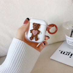 Brown earphone case 3d bear cute earphone case for apple airpod 1 2 3 wireless bluetooth charging box for airpods pro cover capa