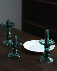 Vintage Dark Green Glass Candle Holder