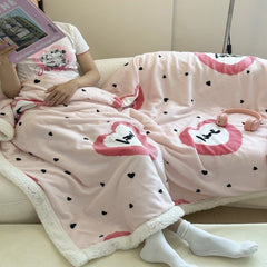 Yickyue Cute Dog Printed Plush Blanket Coral Fleece Sofa Cover Cartoon Blanket Shawl Blanket Warm Soft Blanket For Bed Throw Blanket