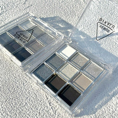 9 Colors Matte Dark Smoky Color Eyeshadow Silver Grey Pearlescent Glitter Festive Makeup Eye Shadow Palette Portable Cosmetic
