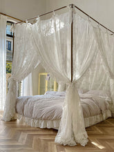 YICKYUE - Palace Mosquito Net with Frame Romantic Lace Shading Bed Curtain Canopy Nets Three-door Bedcover Home Decoration