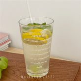 Korean Style French Medieval Vintage White Letter Glass Water Cup Large Capacity Milk Coffee Juice Cup