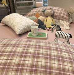YICKYUE - Vintage geometric plaid bedding set,single double cotton twin full queen King home textile bed sheet pillow case duvet cover