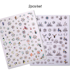 1 Set Xmas Christmas Silver 3D Nail Stickers with Tweezer Snowflakes Star Decoration Transfer Stickers for Nails Manicures Slide