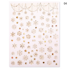 1Pcs 3D Nail Sticker Christmas iridescent Snowflake For Gold Silver Nail Art Stickers DIY Nail Art Decoration Decals