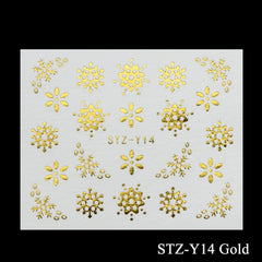 1pc Gold Silver Christmas Snowflake Nail Polish Stickers Winter Nail Art Decals Water Transfer Manicure Accesoires CHSTZ-YA-2