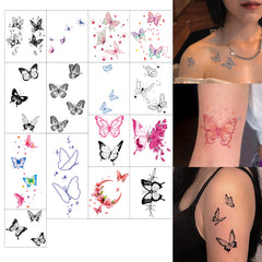 YICKYUE - 15 Sheets Ins Style Butterfly Series Temporary Tattoos for Women Men Y2K Animal Fake Tattoo Sticker Arm Waist Body Art Tatoos