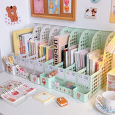 Yickyue Desk Organizer File Tray Desk Book Stand Office Desk Book Storage Box Bookends Creative Book Shelf Stationery Organizer
