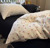 YICKYUE Cute sweet cartoon cherry bedding set teen,twin full queen king lovely cotton home textile bed sheet pillow case quilt cover
