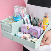 Yickyue Desktop Pen Holder Cosmetic Storage Box Drawer Type Plastic Jewelry Storage Desk Organizer Storage Rack School Office Stationery