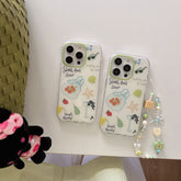 YICKYUE - Ins Cartoon Summer Fruit Bag Starfish Shell Bead Bracelet Phone Case for iPhone 16 15 14 13 Pro Max Back Cover Fund