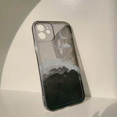 Black night moon funny phone case for iphone 7 x xr xs max 8 plus 11 12 mini pro max soft silicone protective cover shell