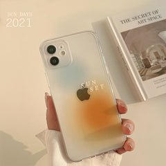 Sunset clear silicone phone case for iphone x xr xs max 11 12 mini pro max 7 8 plus protective cover capa shell shockproof cases