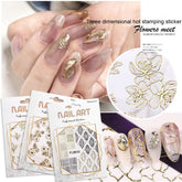 Gold Embossed Flower Lace Nail Sticker Geometry Curve Stripe Lines Adhesive Striping Tape Foil Weding Nail Art Decorations Decal