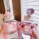 Kawaii Water Bottle With 3D Sticker Cute Milk Carton Drinking Bottle Children Water Cup Large Capacity Shaker Water Cup for Girl