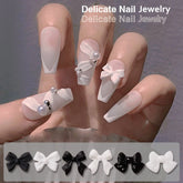 50pcs/lot Classic Black and White Nail Art Bows Resin 3D Nail Art Decoration DIY Manicure Design Simple Style Nail Accessories