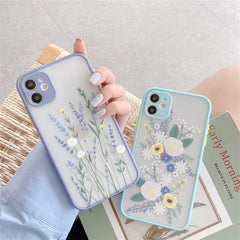 Luxury Flower Embossing Matte Silicone Shockproof Phone Case For iPhone 11 Pro Max X Xs XR 7 8 Plus SE 2 Ultra Thin Hard Cover