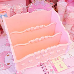 Cute Bow storage box Candy Color Kawaii Pink Women's cosmetics storage Box Container Office School Supplies jewel case