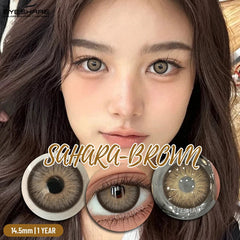 YICKYUE 1 Pair Colored Contact Lenses for Eyes Black Big Lens Gray Pupils Lenses Brown Lenses Fashion Eye Contacts Yearly