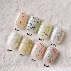 YICKYUE - MEC 1-8PCS Cheese Ice Cream Sequins Gel Nail Polish 2025 Fall Winter Simple Gentle Fresh Fairy Cream Sequins Nail Art Supplies