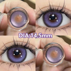 YICKYUE - New 2pcs Colored Contact Lense with Prescription Natural Purple Eye Lenses Women Makeup Color Lens Yearly Free Shipping