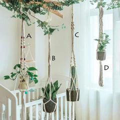 2 Pack Macrame Plant Hangers Cotton Room Decoration Hanging Baskets Flowerpot Net Plant Hanger Flowerpot Holder Basket
