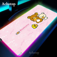 Cute rilakkuma RGB Computer Luminous Gaming MousePad Colorful Large Glowing LED Extended Illuminated Keyboard Blanket Desk Mat