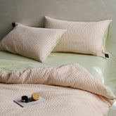 40S Ripple Jacquard Pure Cotton Bedding Set Bubble Gauze Color Blocking Breathable Quilt Set Twin Full Queen King Bedclothes