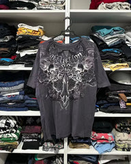 Hearujoy Y2K Affliction T shirt Men Women Hip Hop skull Printed Round Neck Oversized T shirt Short Sleeved Goth Clothing Tops Streetwear
