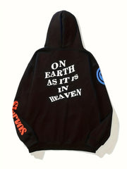 Hearujoy Kolliey Women's Graphic Hoodie - Spring Casual Loose Sweatshirt, Long Sleeve Pullover With Letter Print, Black Polyester Blend