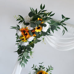 2Pcs Sunflower Garland Artificial Flowers Vine Fake Silk Sun Flowers Hanging Vines for Balcony Garden Wedding Decoration