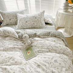 YICKYUE - Retro Small Floral Four-piece Set