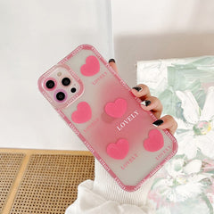 Pink lovely love soft silicone phone case for iphone 12 mini 11 pro max xs max 7 8 plus x xr cute heart angle cover capa shell