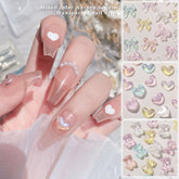 50Pcs Bear Butterfly Resin Nail Art Decorations Mixed Color Aurora Sequin Jelly Transparent Jewelry DIY Manicure Accessories