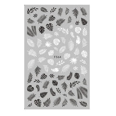 1 Sheet Black White 3D Nail Art Stickers Sliders Flowers Leaves Mandala Leaf Geometry Adhesive Nail Decals Foil Design