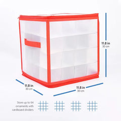 YICKYUE - PP Christmas ornaments, colorful balls, string lights, pendant storage box with 64 compartments, fully transparent