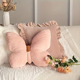 YICKYUE - 2 Pink Velvet Butterfly Pillow, Bedside Pillow, Soft and Full Filled Cushion, Suitable for Bedroom and Living Room, Garden Sofa Decoration