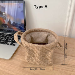 Cutelife Woven Linen Small Storage Basket Kitchen Bedroom Accessories Organizer Baskets Makeup Brush Folding Decorative Baskets