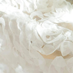 YICKYUE - White Lace 3D Rose Curtains Splicing with Romantic Mesh Wrinkle Tulle Curtain for Bedroom Creative Wedding Background Decoration