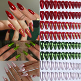 YICKYUE - 96pcs(4 boxes) French long almond nail fake nail, press nails, fake nails, suitable for women and girls y2k