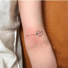 Waterproof Temporary Tattoo Stickers Cute Colorful Heart Letters Tattoo Flash Tattoo Female