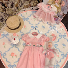 YICKYUE - Round Cashmere Non-Slip Blanket Rugs, Cartoon Bow, Home Living Room, Sofa, Bedroom, Tatami, Bedside Blanket
