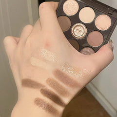 YICKYUE - Button Eye Shadow Palette Glitter Pearlescent Matte Brown Eyeshadow Long-lasting Shimmer Low Saturation Korean Makeup Cosmetic