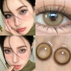 YICKYUE - 2Pcs Colored Contact Lenses Brown Pupils for Eyes Natural Beauty Pupil With Diopters Prescription Grey Iris Lenses